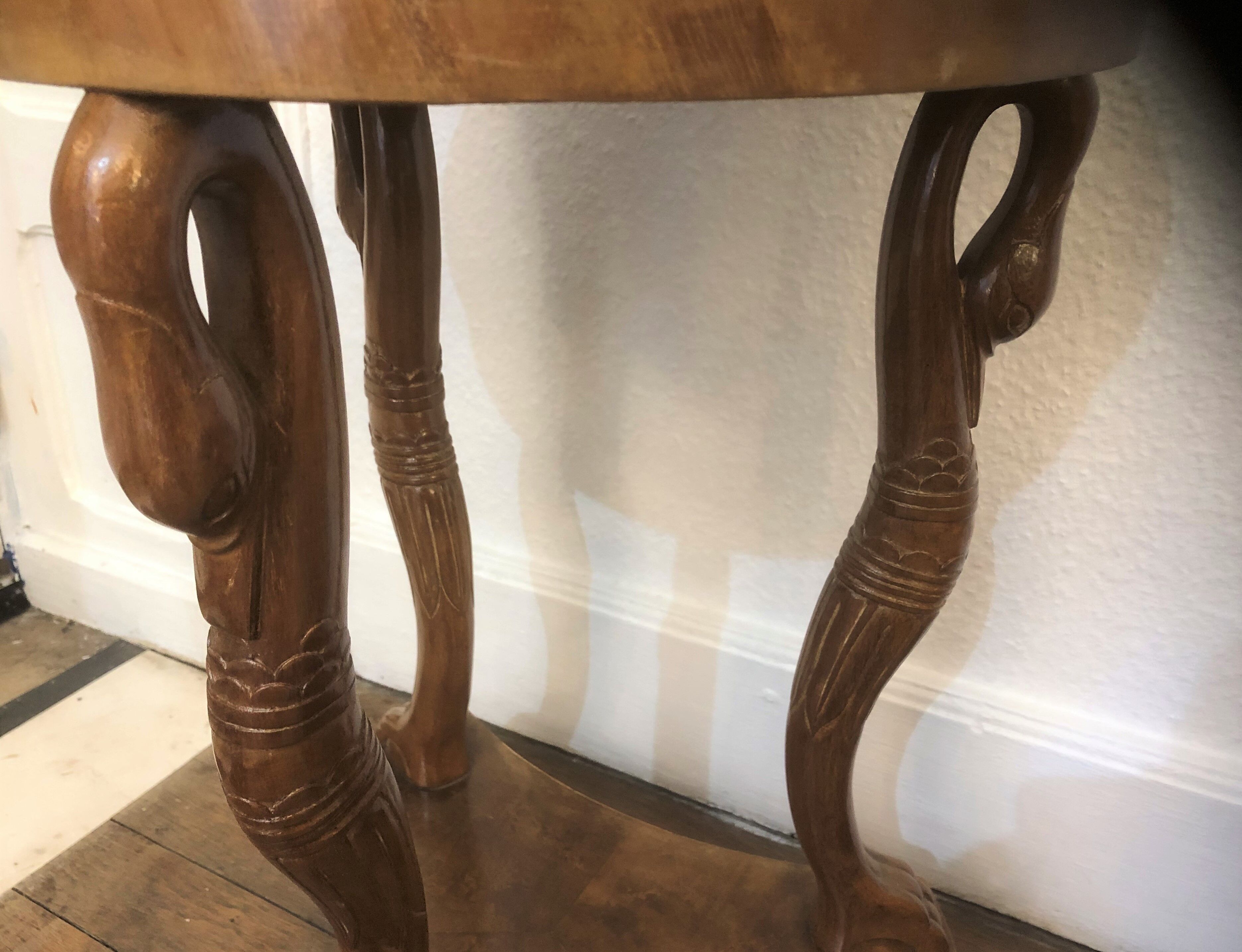 Empire Wood Marquetry Plateau Marble Decoration Swans