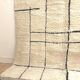 Moroccan Berber carpet Beni Ouarain Ecru with geometric black motifs 3, 04x1, 86m
