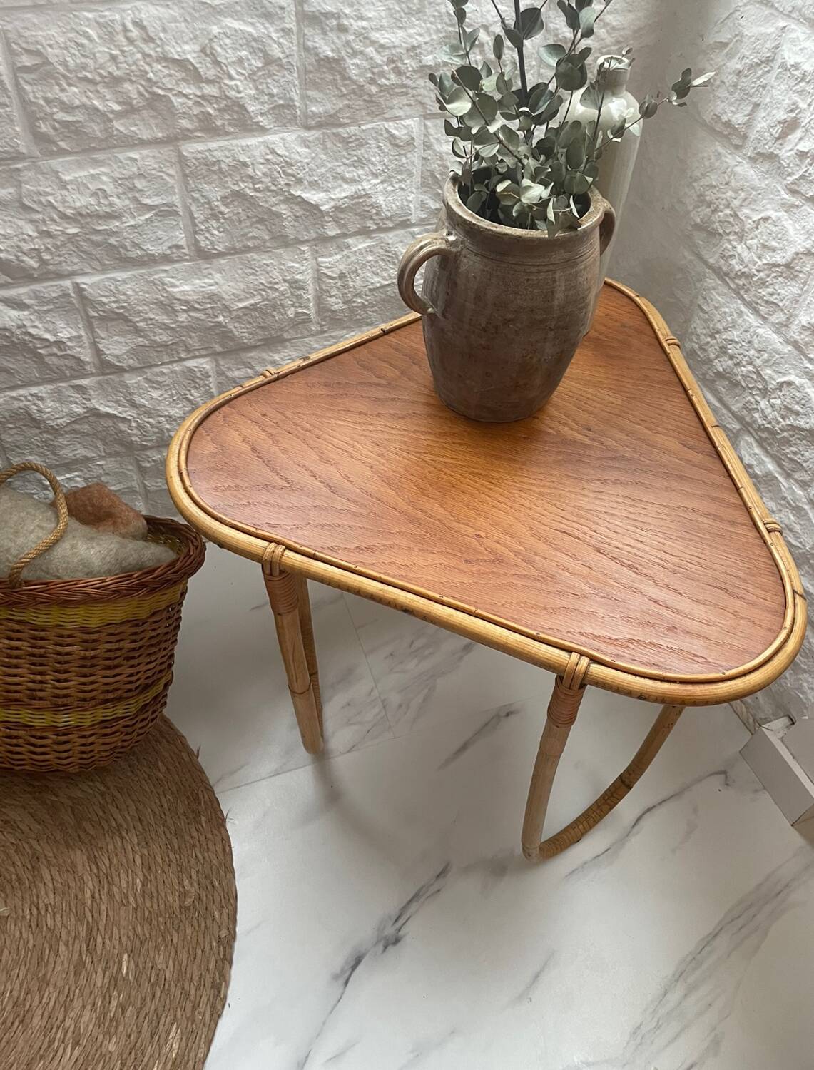 Small banbou tripod table from the 70s