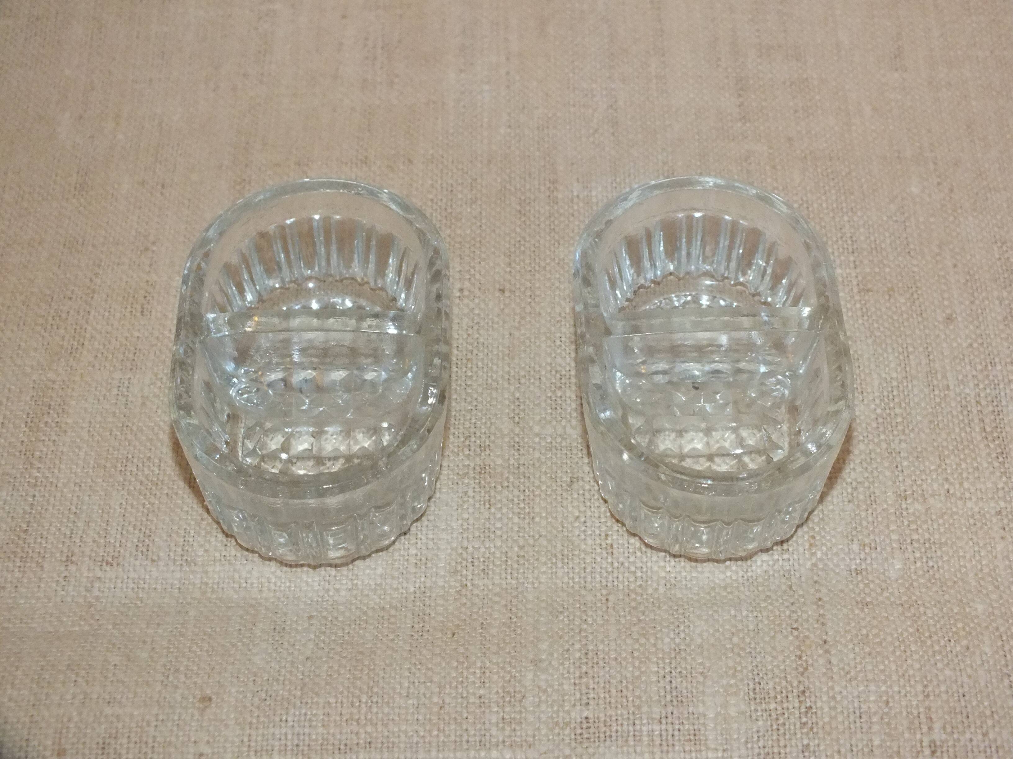 Pair of molded crystal salt and pepper shakers