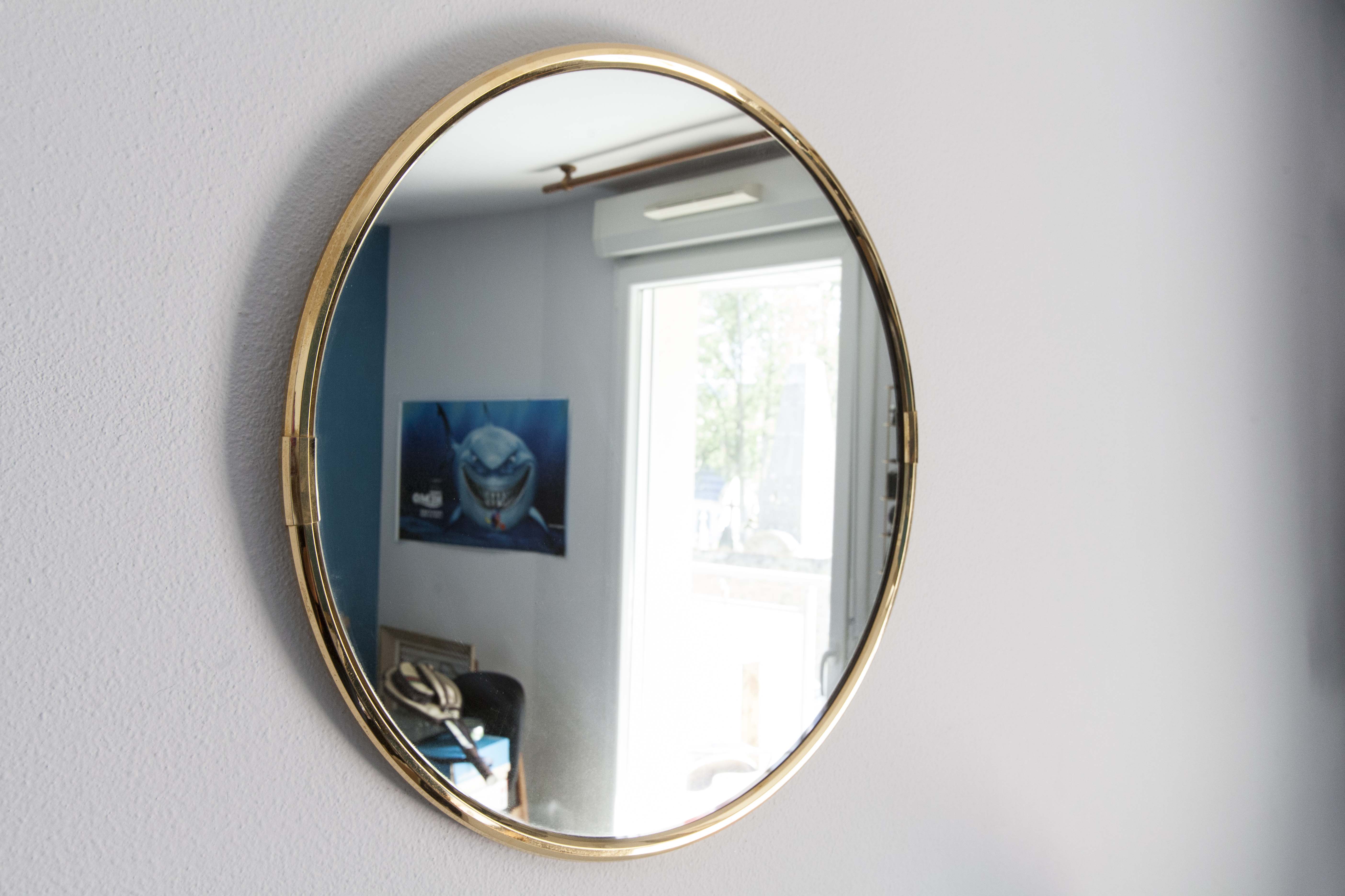 Brass mirror 60cm, 1960s