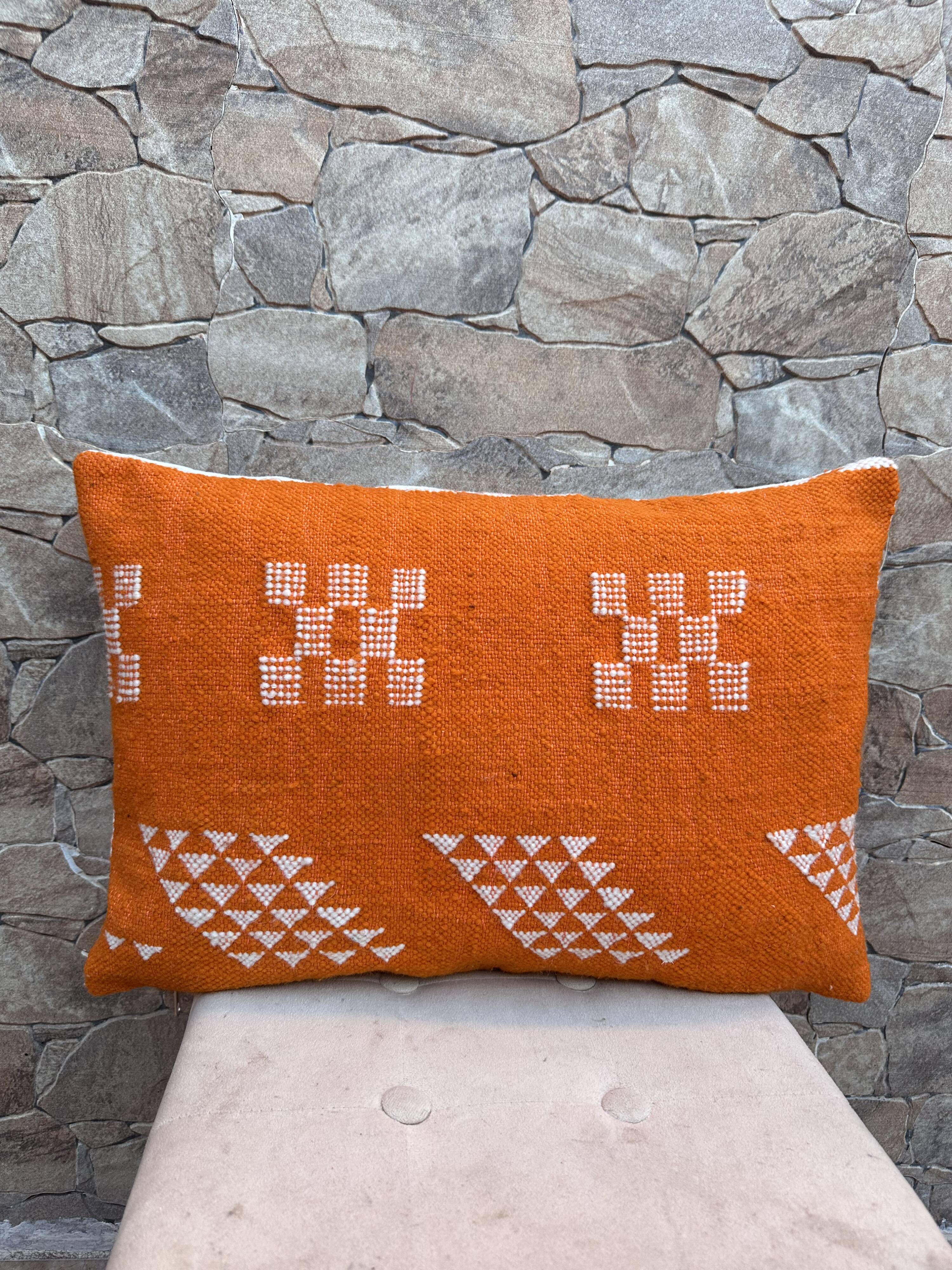Moroccan orange pillowcase, Berber cushion cover, ear pillowcase.
