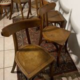 Set of 5 old wooden bistro chairs vintage "banana" folders