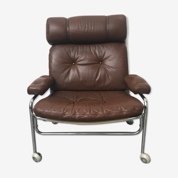 Vintage Scandinavian leather armchair