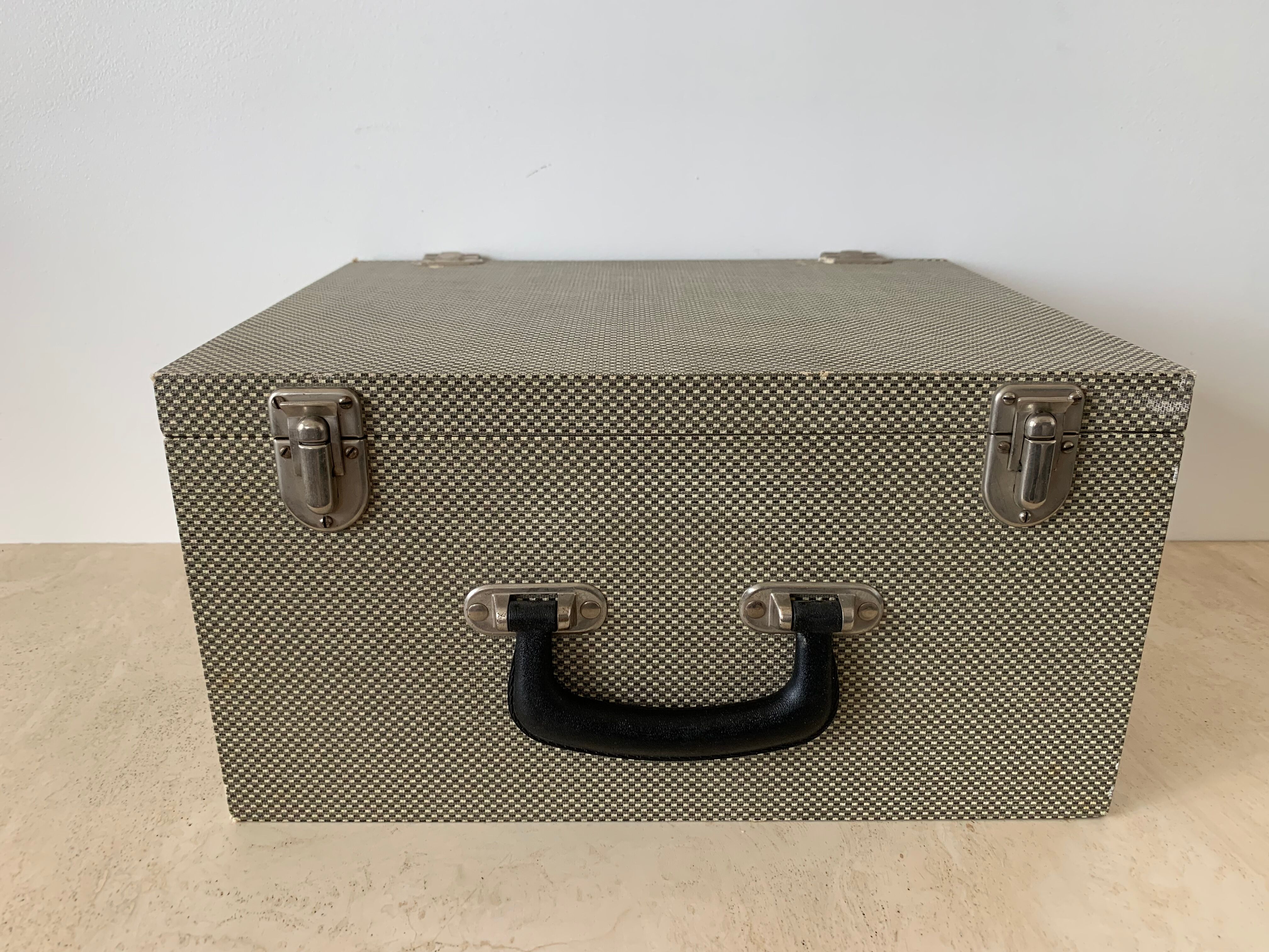 Suitcase, vintage upholstered box
