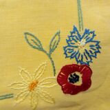 Small vintage yellow embroidered tablecloth and 12 napkins.