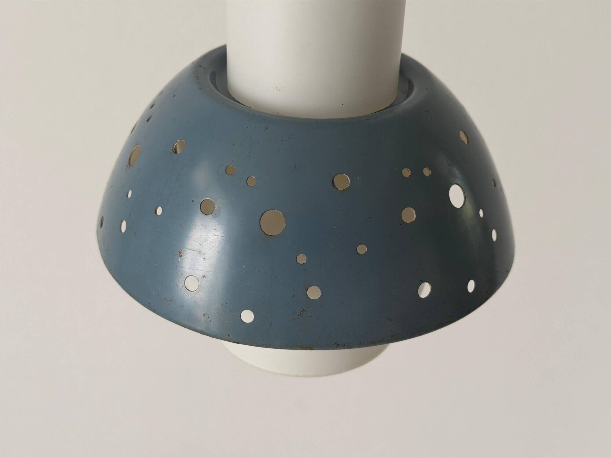 Metal and blue glass ceiling light by Ernest Igl for Hillebrand, 1950s, Germany