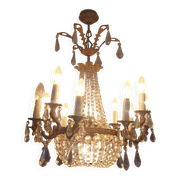 Baroque chandelier made of genuine Bohemian crystal and bronze with 12 branches.