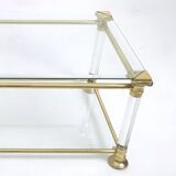 Rectangular Glass Coffee Table with Brass and Acrylic Glass Frame
