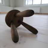 Sculptural stool in stained pine, attributed to Ingvar Hildingsson, Sweden 1970.