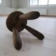 Sculptural stool in stained pine, attributed to Ingvar Hildingsson, Sweden 1970.