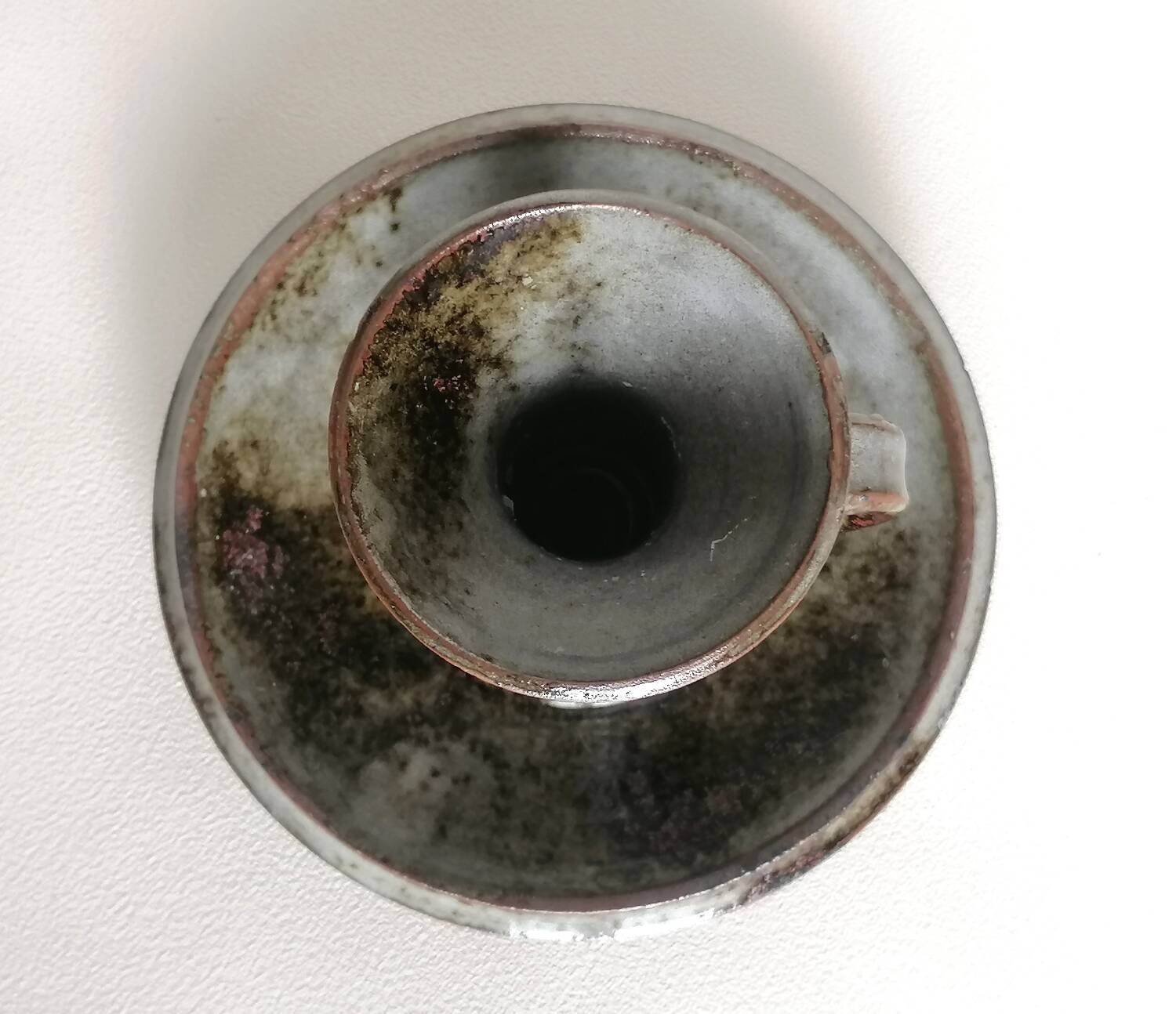 Candlestick signed Thierry and Chantal Robert in enamelled Loir sandstone