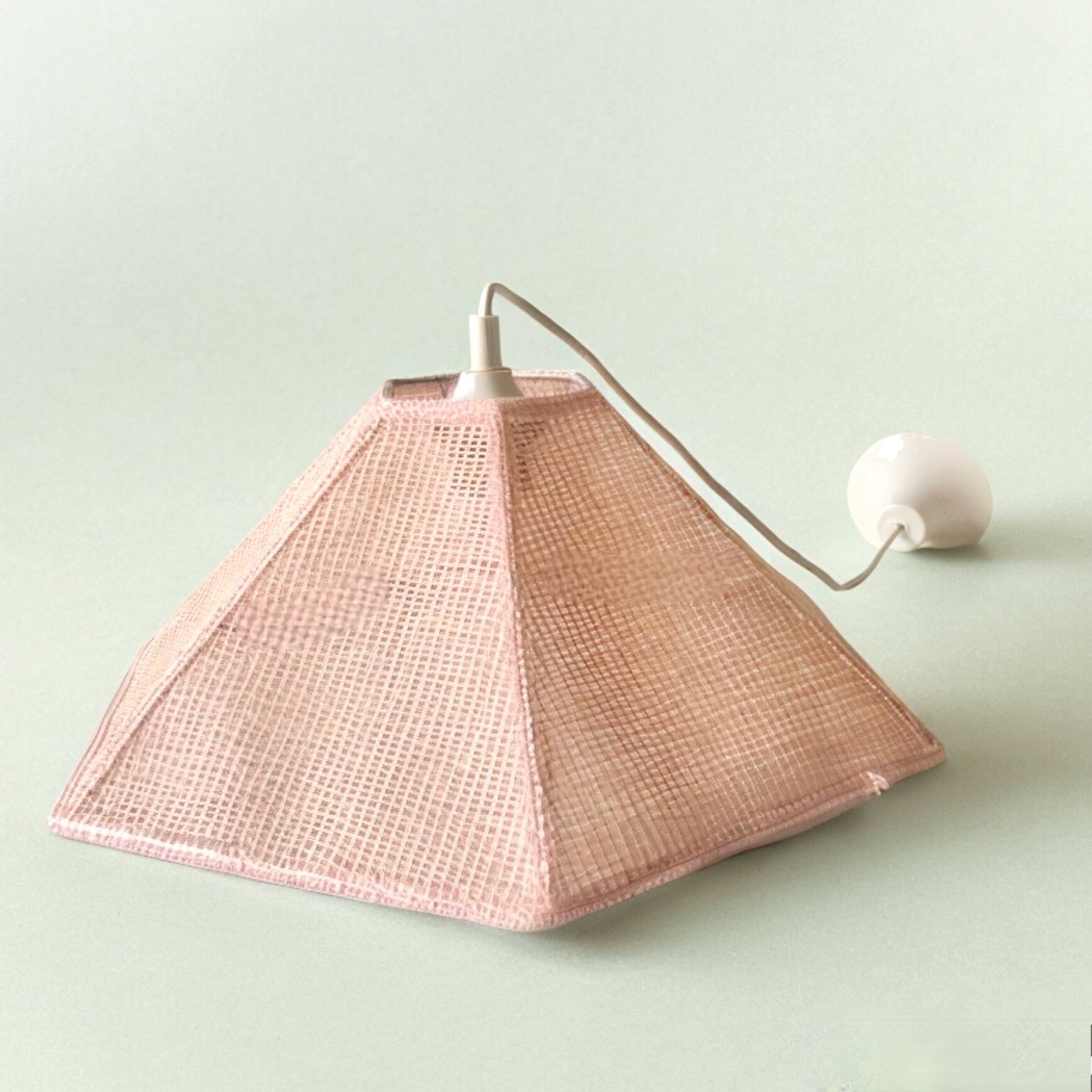 Vintage cane pendant light - pink rope