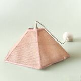 Vintage cane pendant light - pink rope