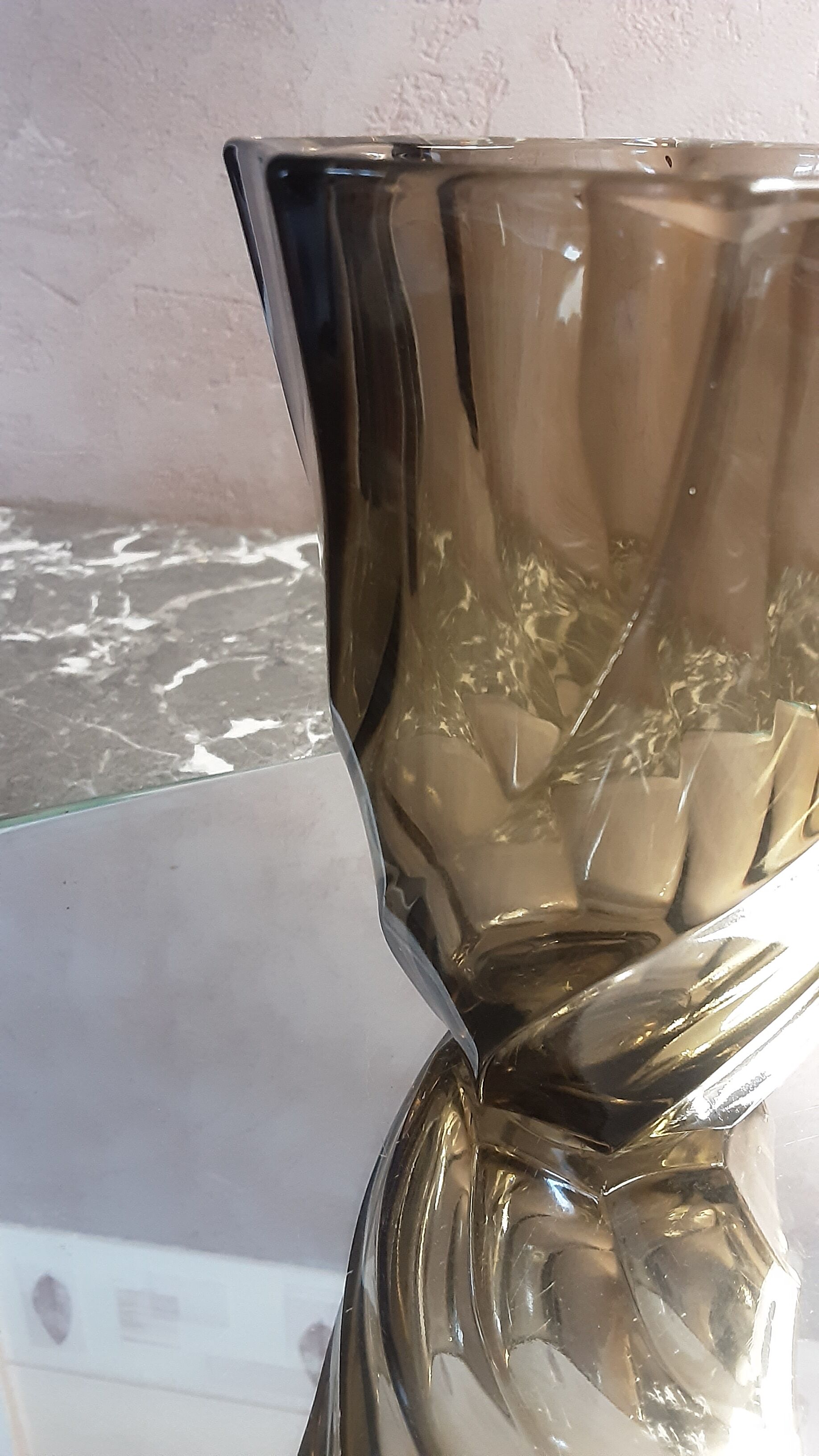 Vintage thick glass elipse vase