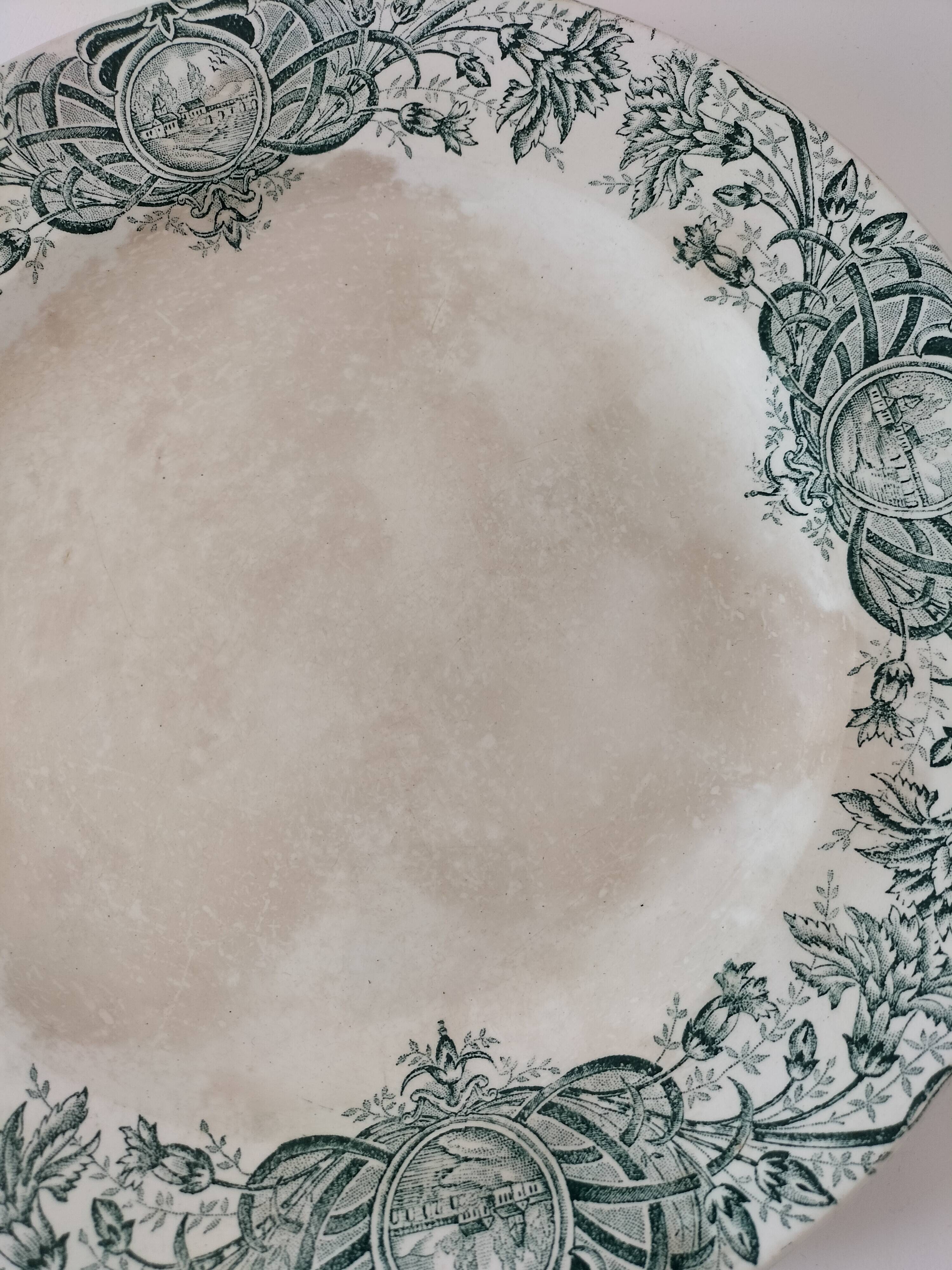 Old iron earth dish A. Lebacqz & M. Bouchart St Amand Persian model