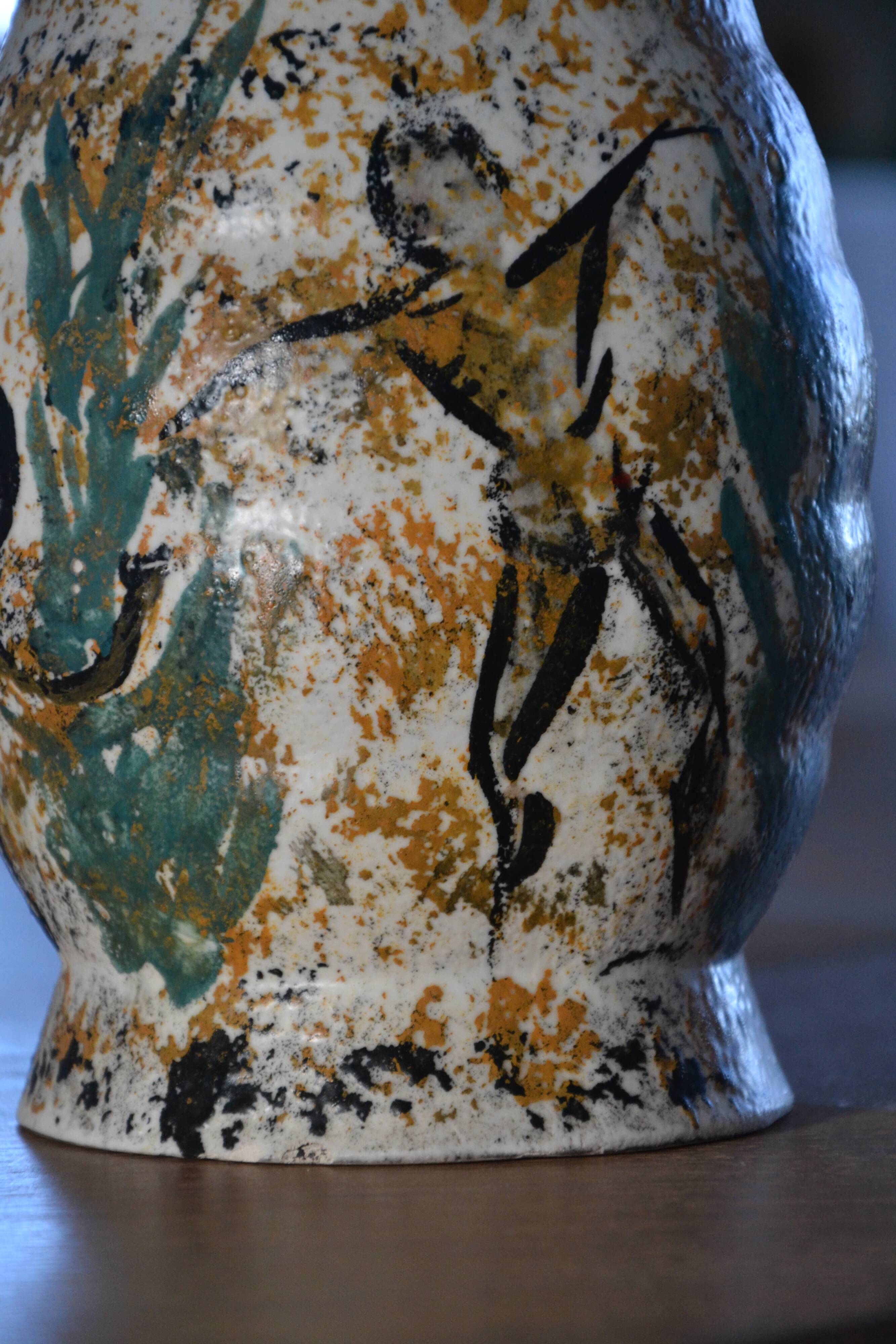 Large antique hand-turned antelope vase