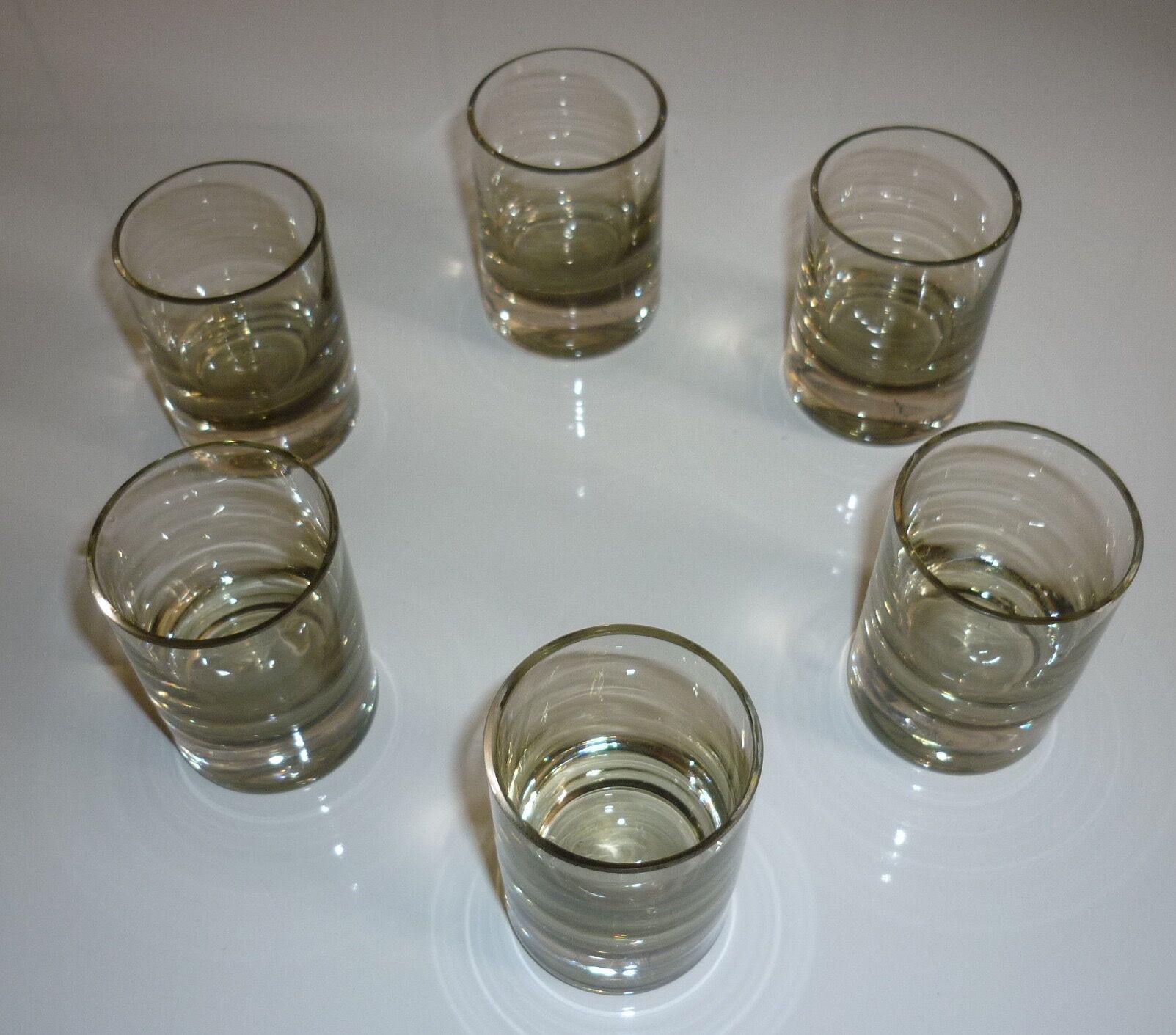 Suite of 6 glasses of smoked glass