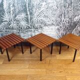 Set of 3 slatted coffee tables 1950