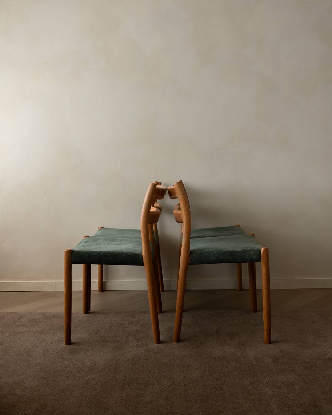 Vintage Danish Dining Chairs Model 84 Oak Niels O. Møller, 1960s, Set of 4