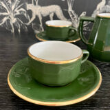 Set of 4 cups and their saucers and milk jug