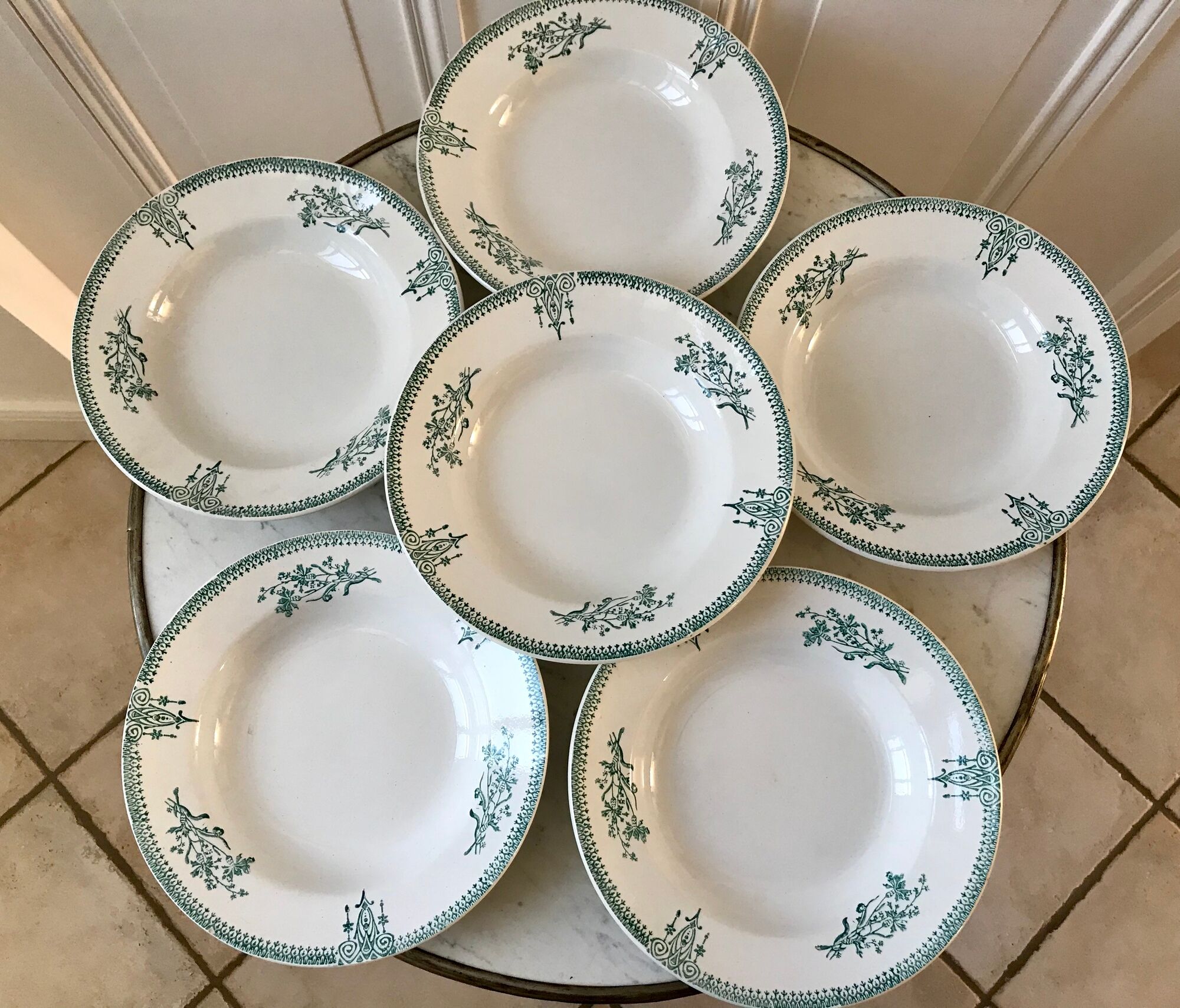 Lot of 6 hollow plates Terre de Fer Saint-Amand late nineteenth