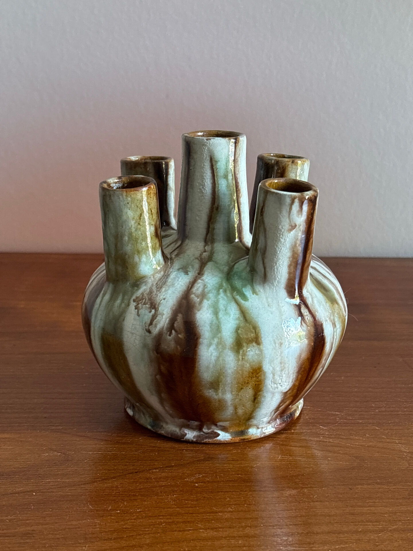 Glazed stoneware tulipiere signed