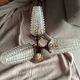 Vintage brass wall/ceiling light with 3 arms / moulded glass