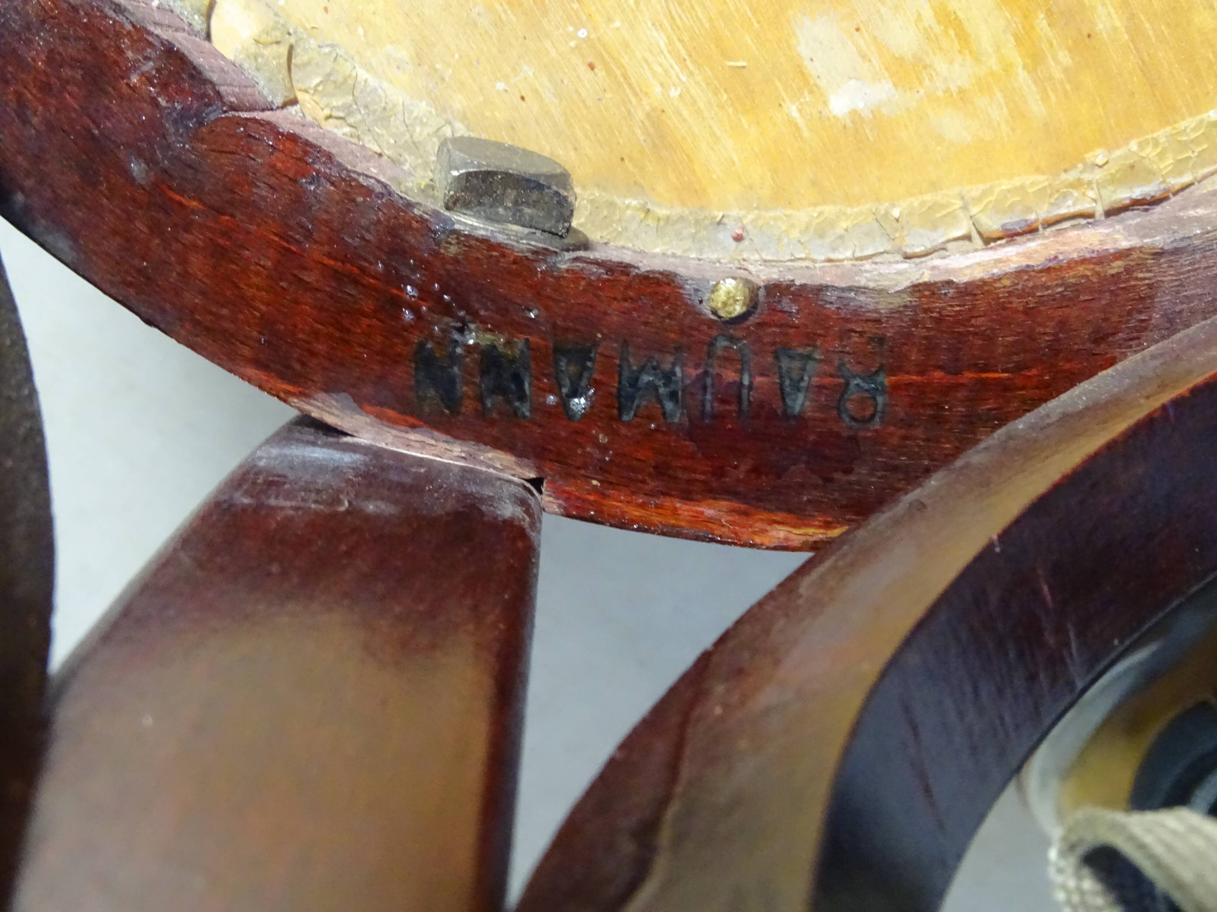 Two Baumann No. 43 bistro chairs from 1950, two-tone