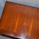 Partner desk with double pedestal in burr yew wood with decorated top.