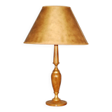 Gilt Brass and Leather Lamp from Le Tanneur, 1980's