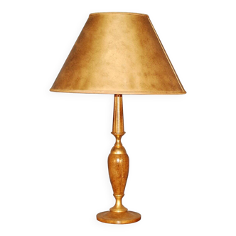 Lampe en Laiton Doré et Cuir de Le Tanneur, 1980's