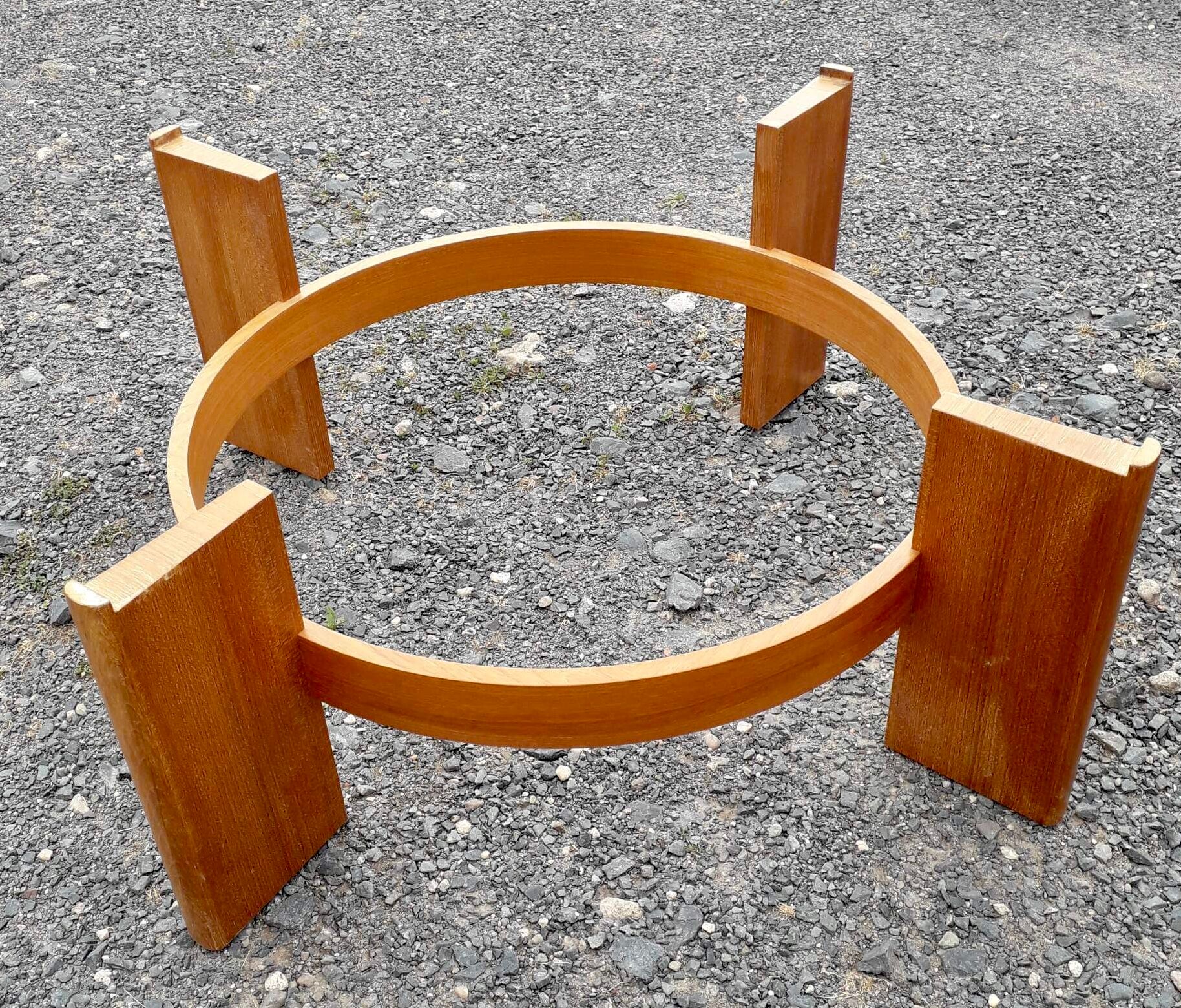 Vintage Danish teak coffee table and smoked glass