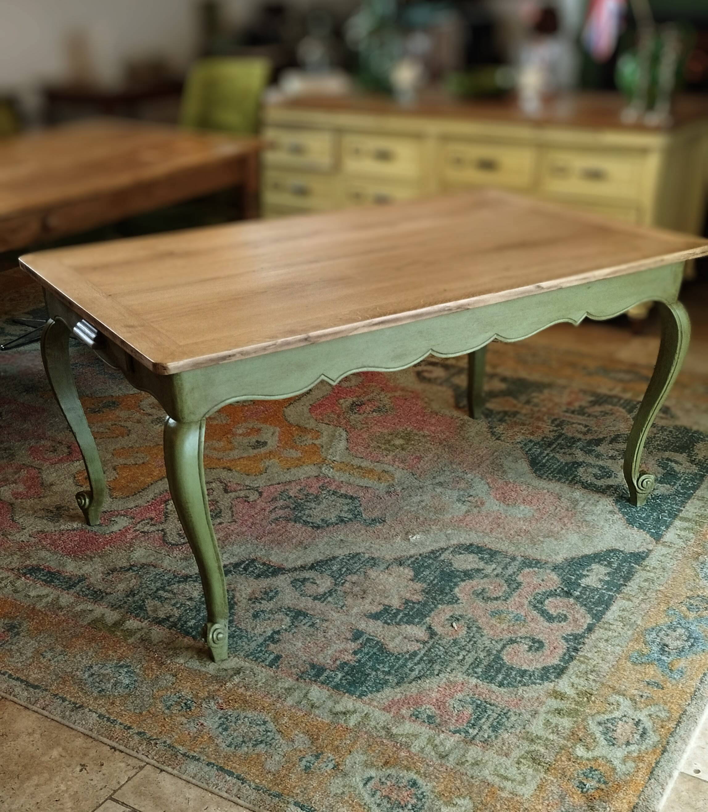 Olive green patinated table