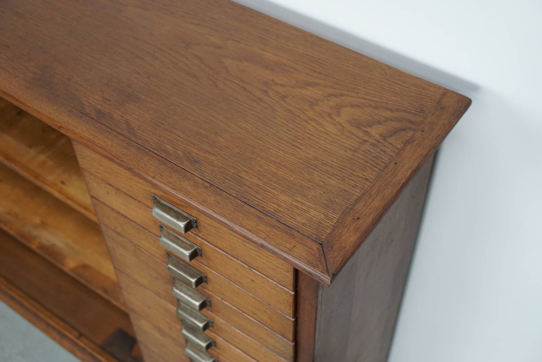Vintage Dutch Oak Apothecary Sideboard / Filing Cabinet, 1950s