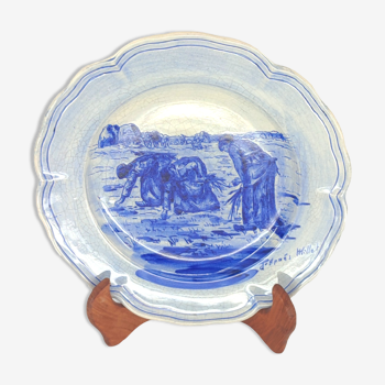 Assiette plate faïence ancienne céramique française vintage collection almi