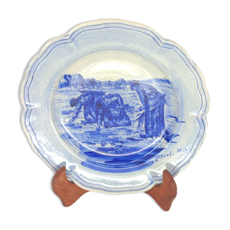 Assiette plate faïence ancienne céramique française vintage collection almi