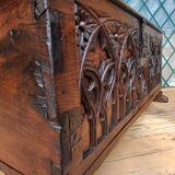 Old Gothic chest 17th century solid oak