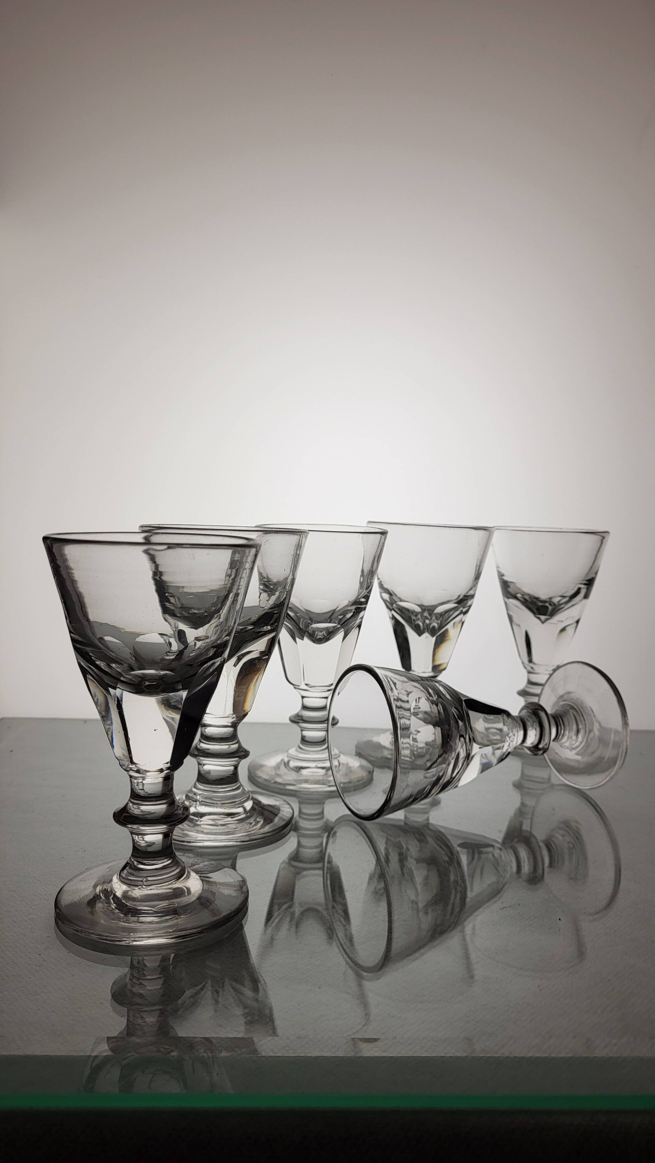 6 19th century bistro counter glasses