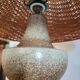 Lampe en grès et rotin