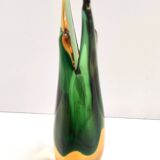 Green and Orange Sommerso Murano Glass Vase by Flavio Poli, Italy