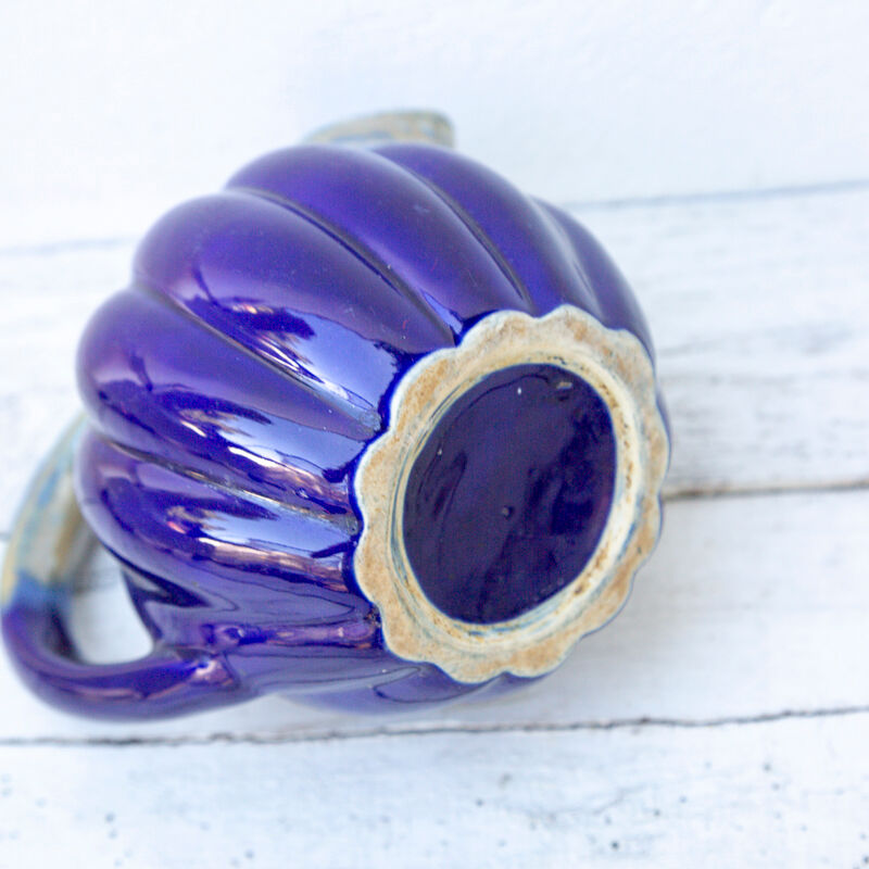 Pitcher carafe in blue ceramic