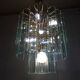 Brass chandelier and beveled glass, Italian manufacturing