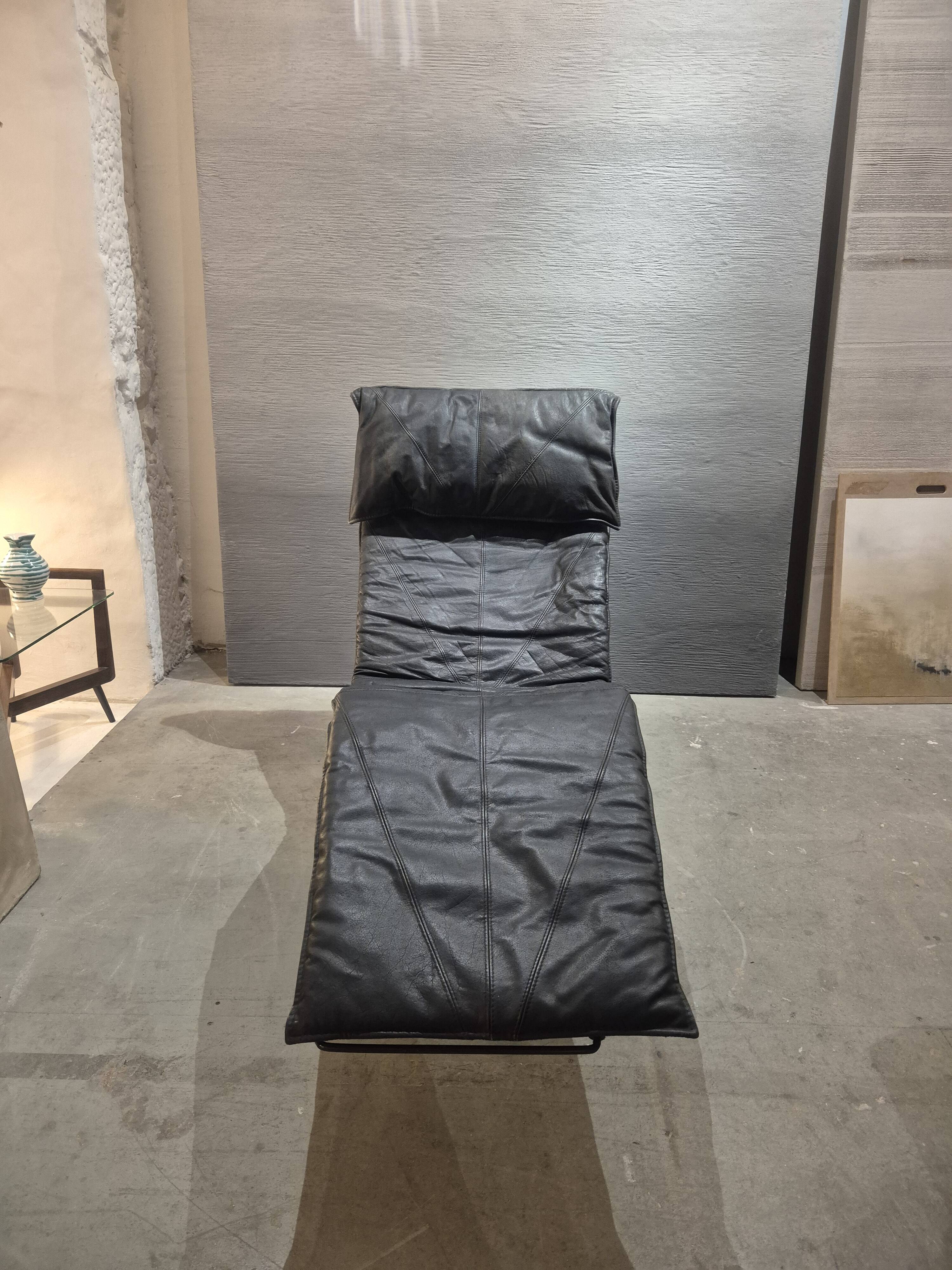 Fauteuil "Skye" en cuir noir, Ikea 1987