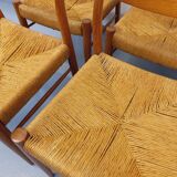 Set of 6 vintage teak Danish rope chairs Gessef Consorzio Sedie Friuli