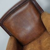 Vintage dutch cognac colored leather club chairs