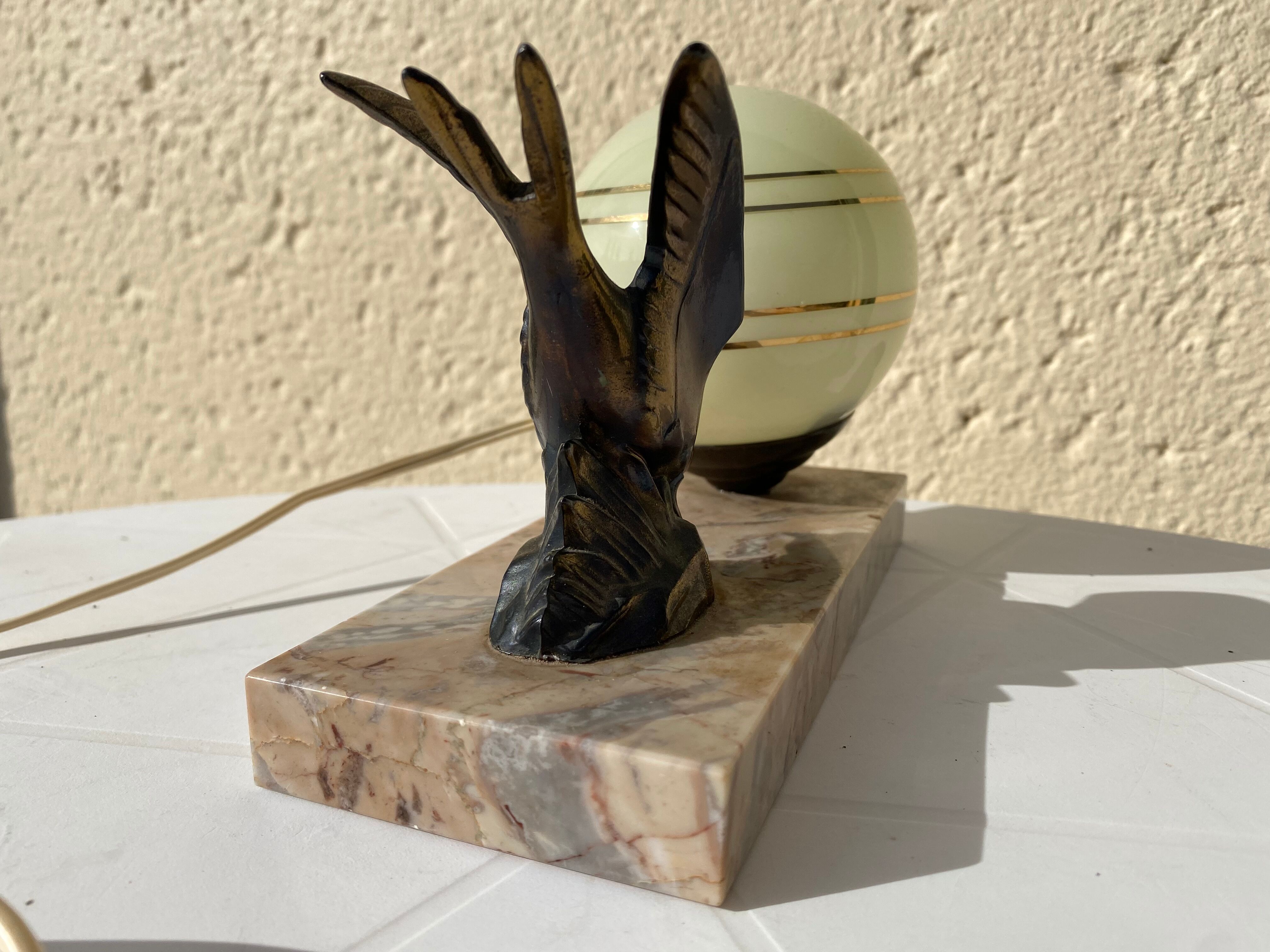 Vintage bird art deco lamp