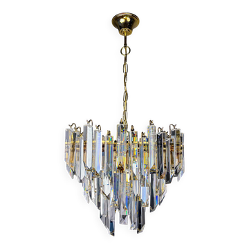 Lustre à quatre niveaux en cascade par Venini, verre de Murano, Italie années 1970