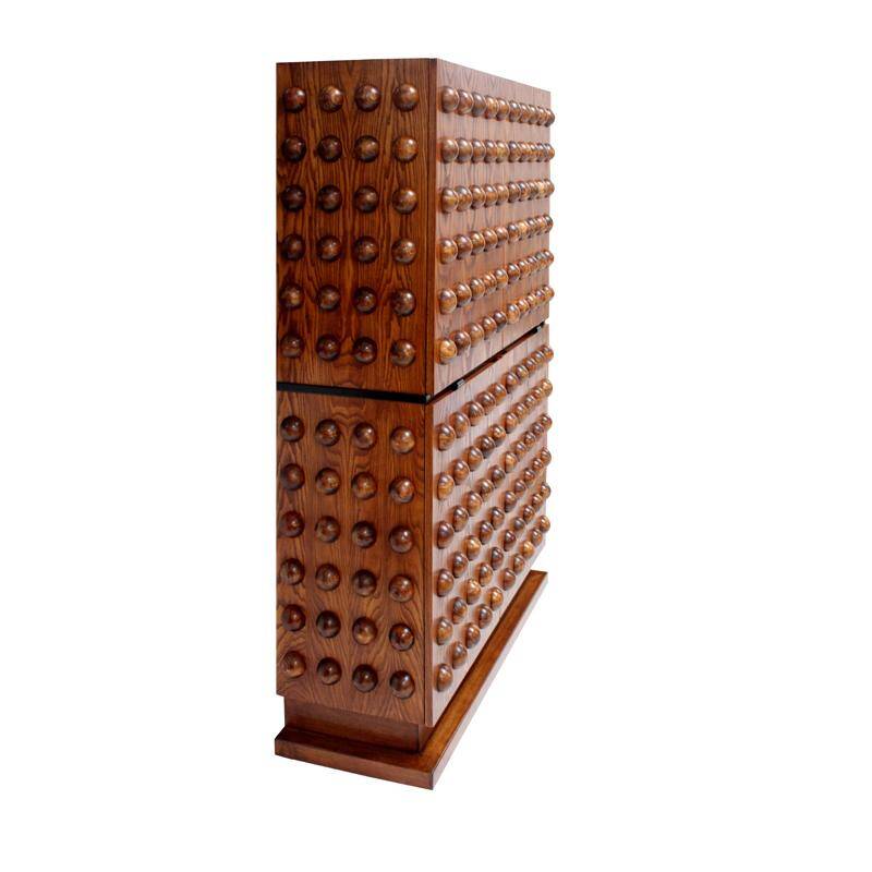 Brutalist Style Italian Dry Bar made of Wood and Glass, Drinks Cabinet