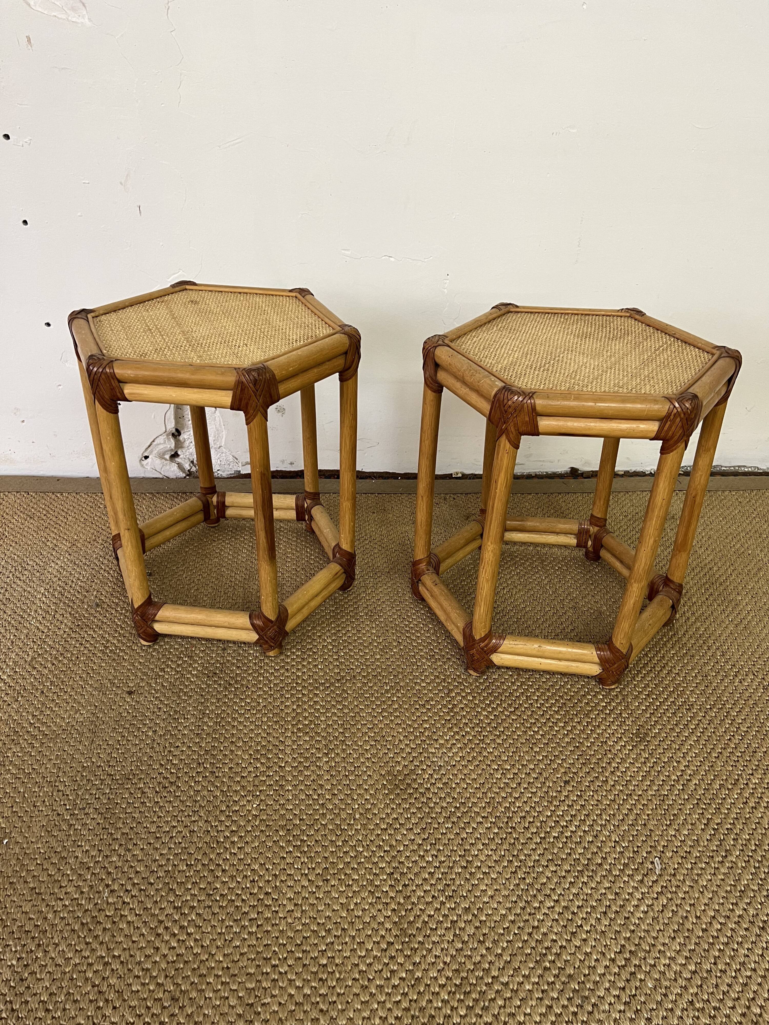 Pair of rattan bedside tables or end tables